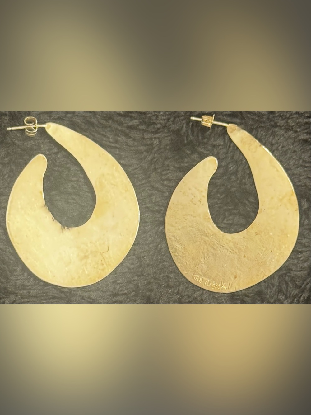 JILL PLATNER Vintage Handcrafted Moon Hoop Earrings -